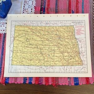 1949 N. Dakota/Ohio Map Ready to Frame 9 1/4” x 12 1/4” with Rail…